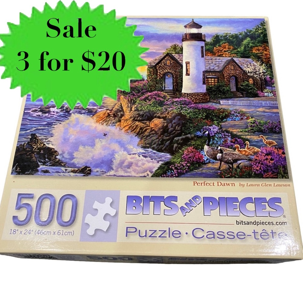 Bits and Pieces Perfect Dawn 500 Piece Jigsaw Puzzle game Gift family lighthouse